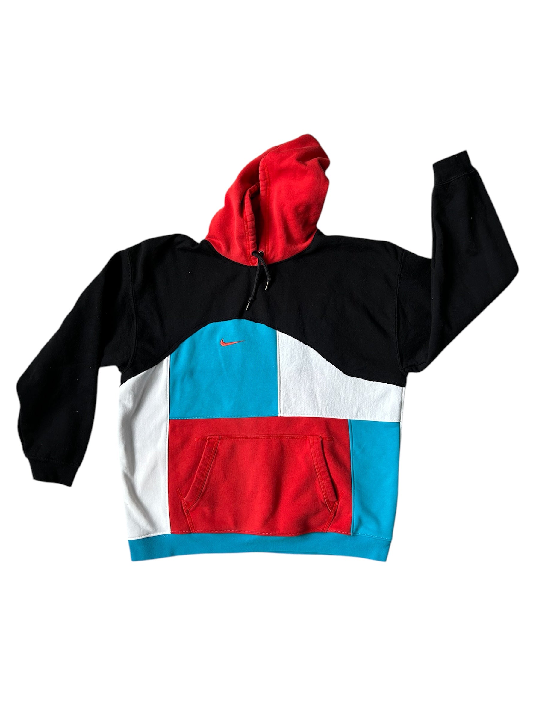 Colorful Nike Patchwork Hoodie - XL – Cotton and Blue