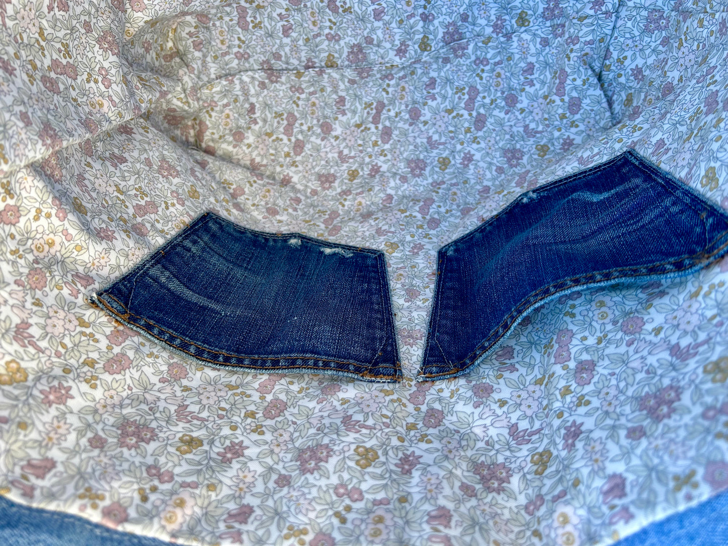 Upcycled Denim Dot Bag, Roomy Tote