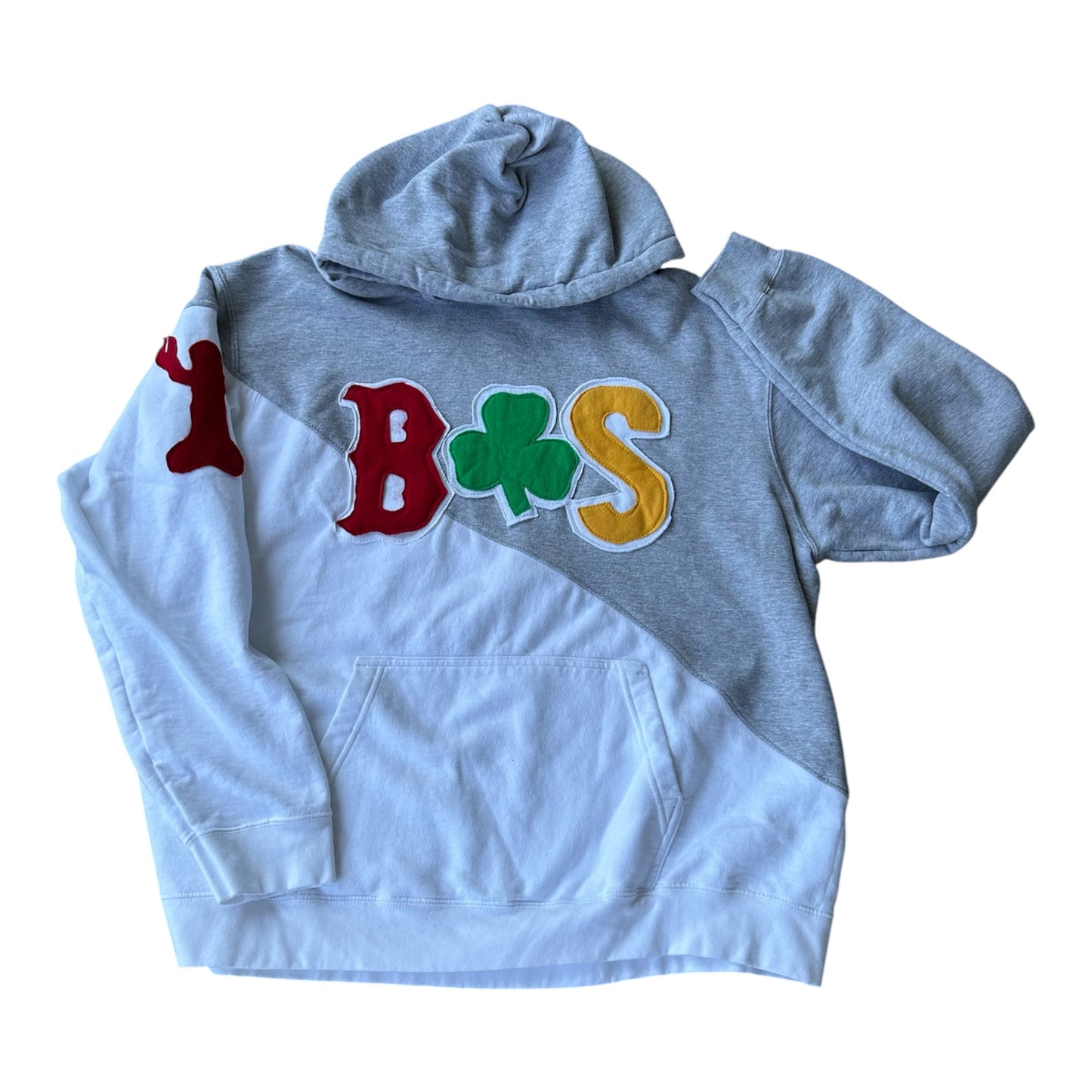 Boston Sweatshirt Reworked Gray and White