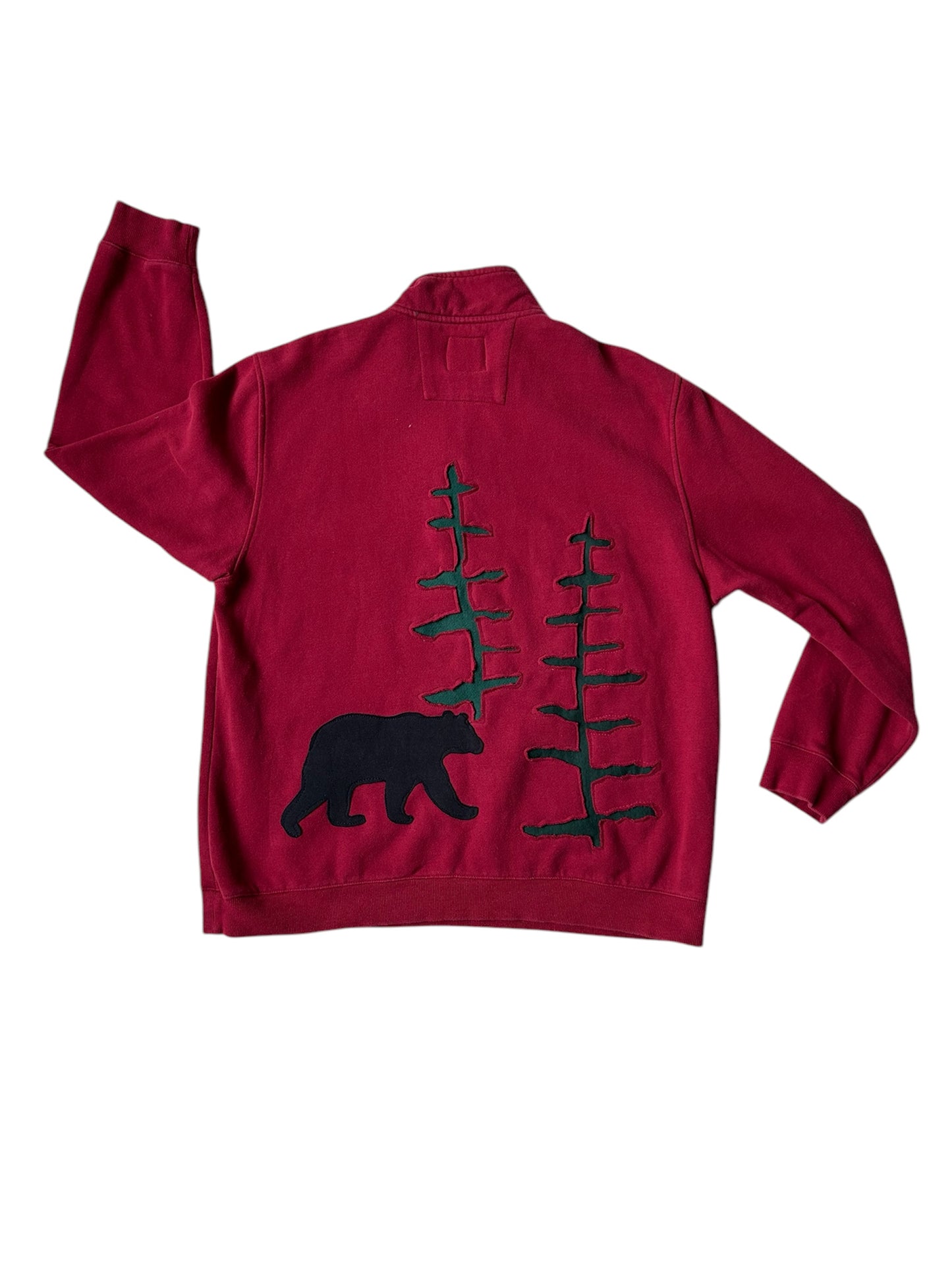 Bear in the Forest Quarter Zip reworked Sweatshirt