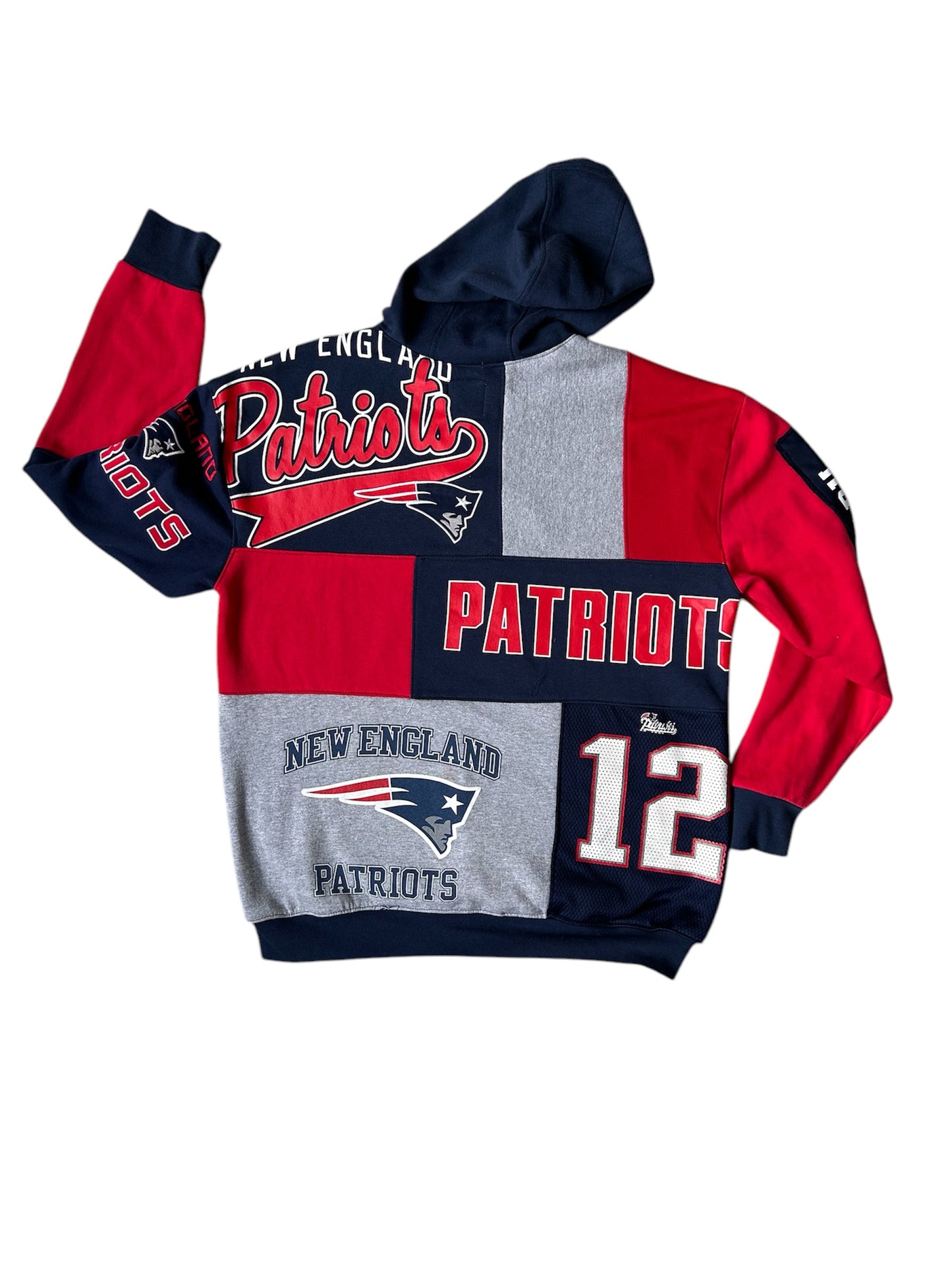 New England Patriots Patchwork Sweatshirt, Tom Brady XL