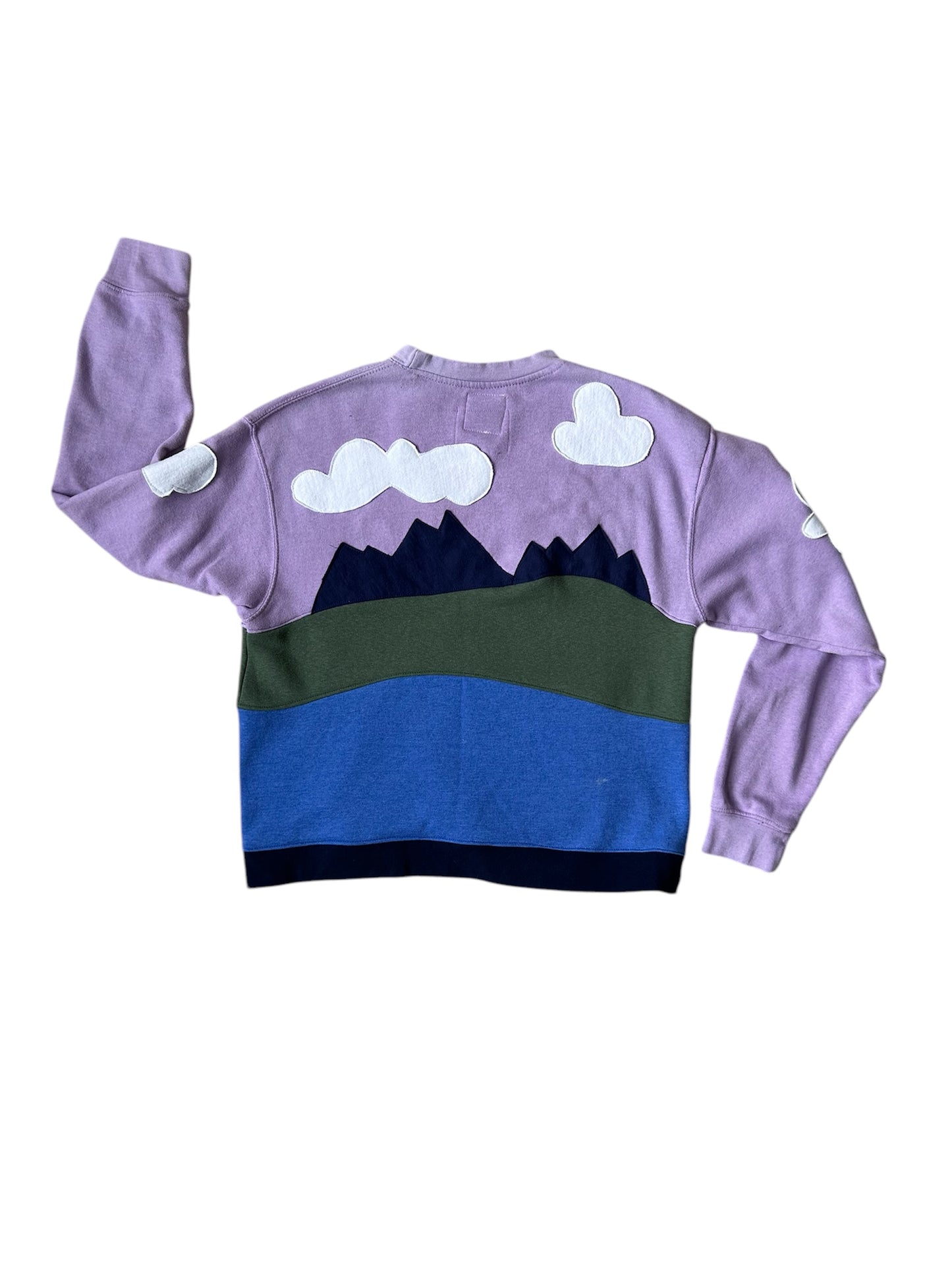 Happy Place Reworked Sweatshirt/ Mountain Sunset Upcycled Sweatshirt