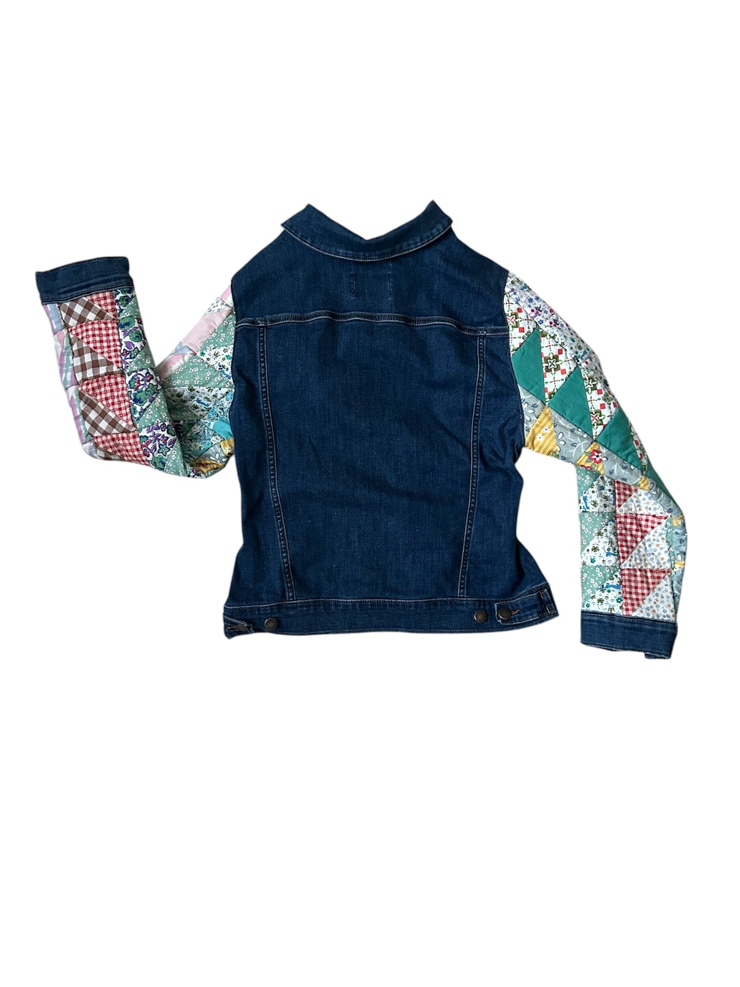 Jean Jacket with Vintage Quilt Sleeves