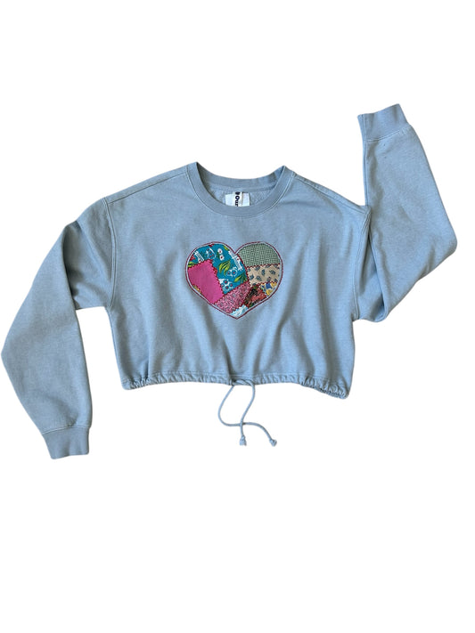 Vintage Quilt Heart Applique Cropped Sweatshirt