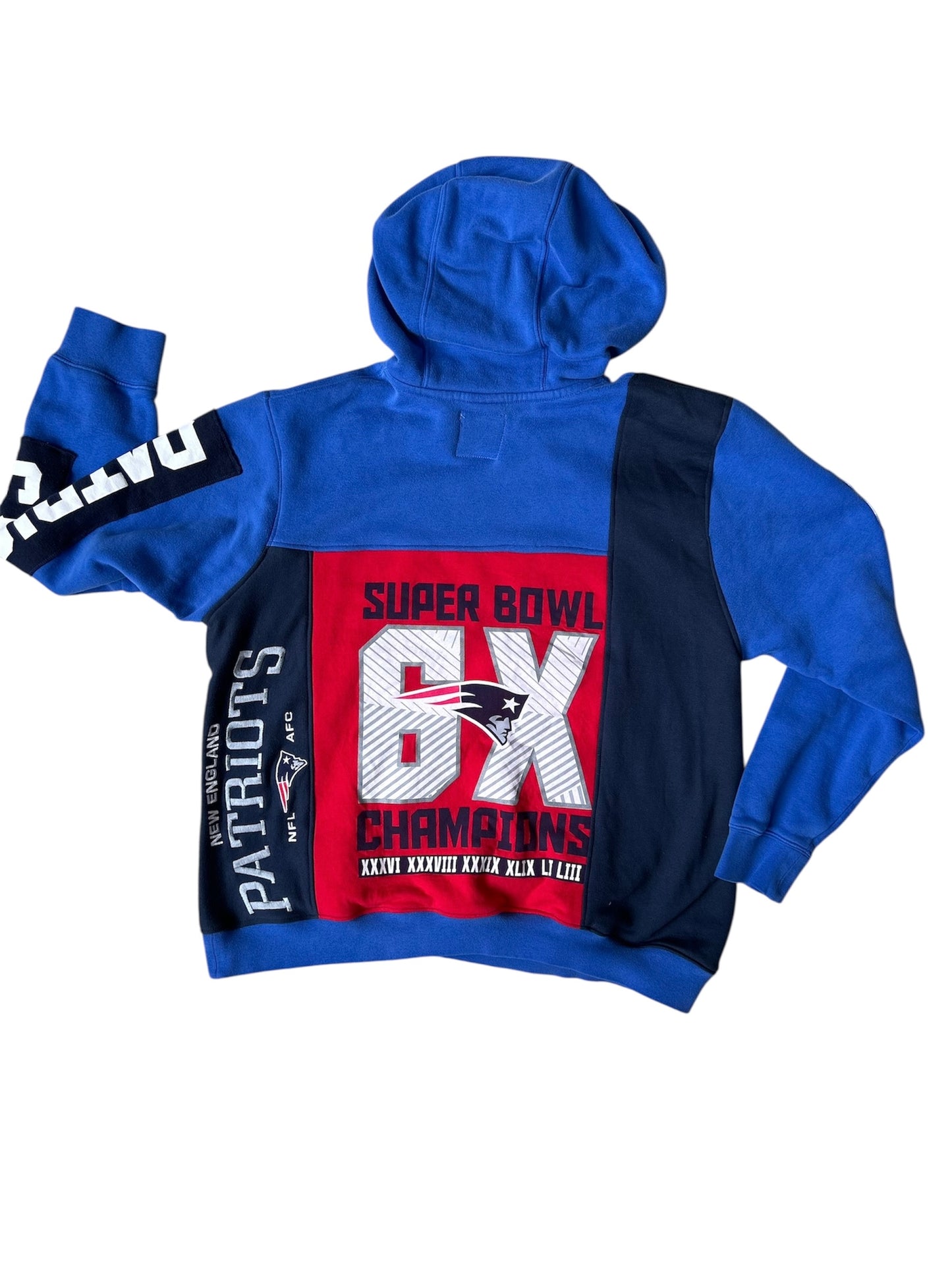 New England Patriots Patchwork Sweatshirt - Handmade Game Day Hoodie