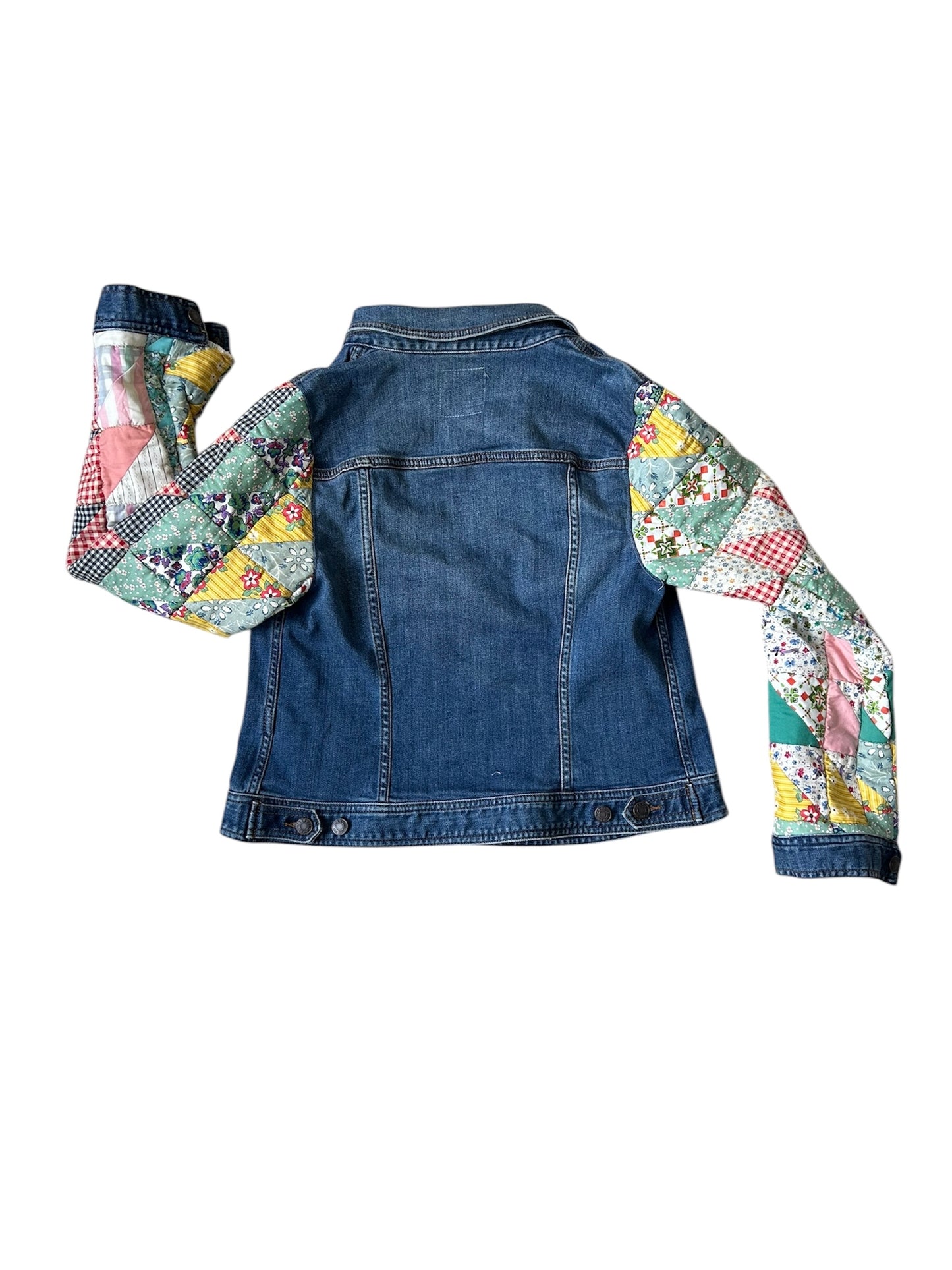 Jean Jacket with Vintage Quilt Sleeves