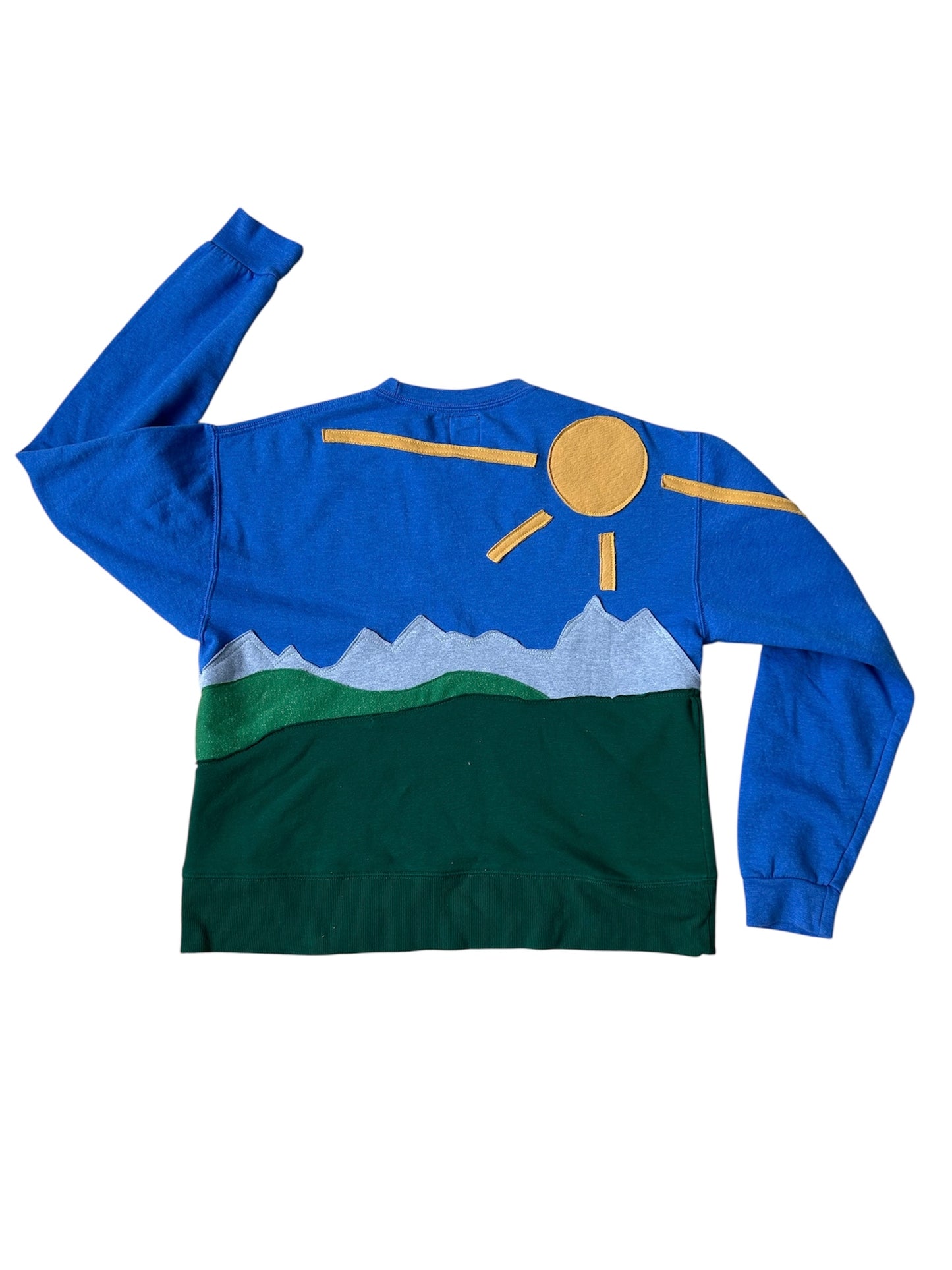 Happy Place Reworked Sweatshirt/ Mountain Sunset Upcycled Sweatshirt