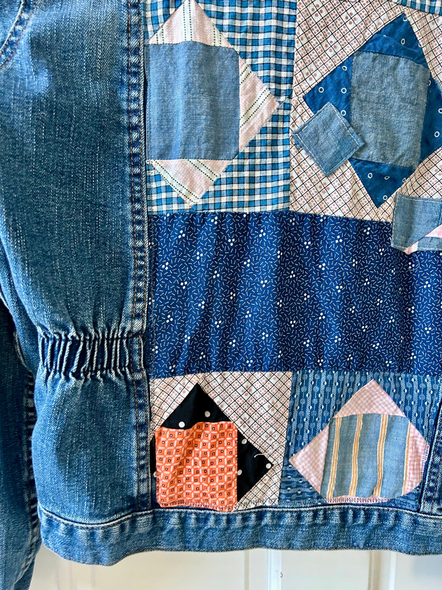 Jean Jacket wtih Feedsack Quilt Blocks