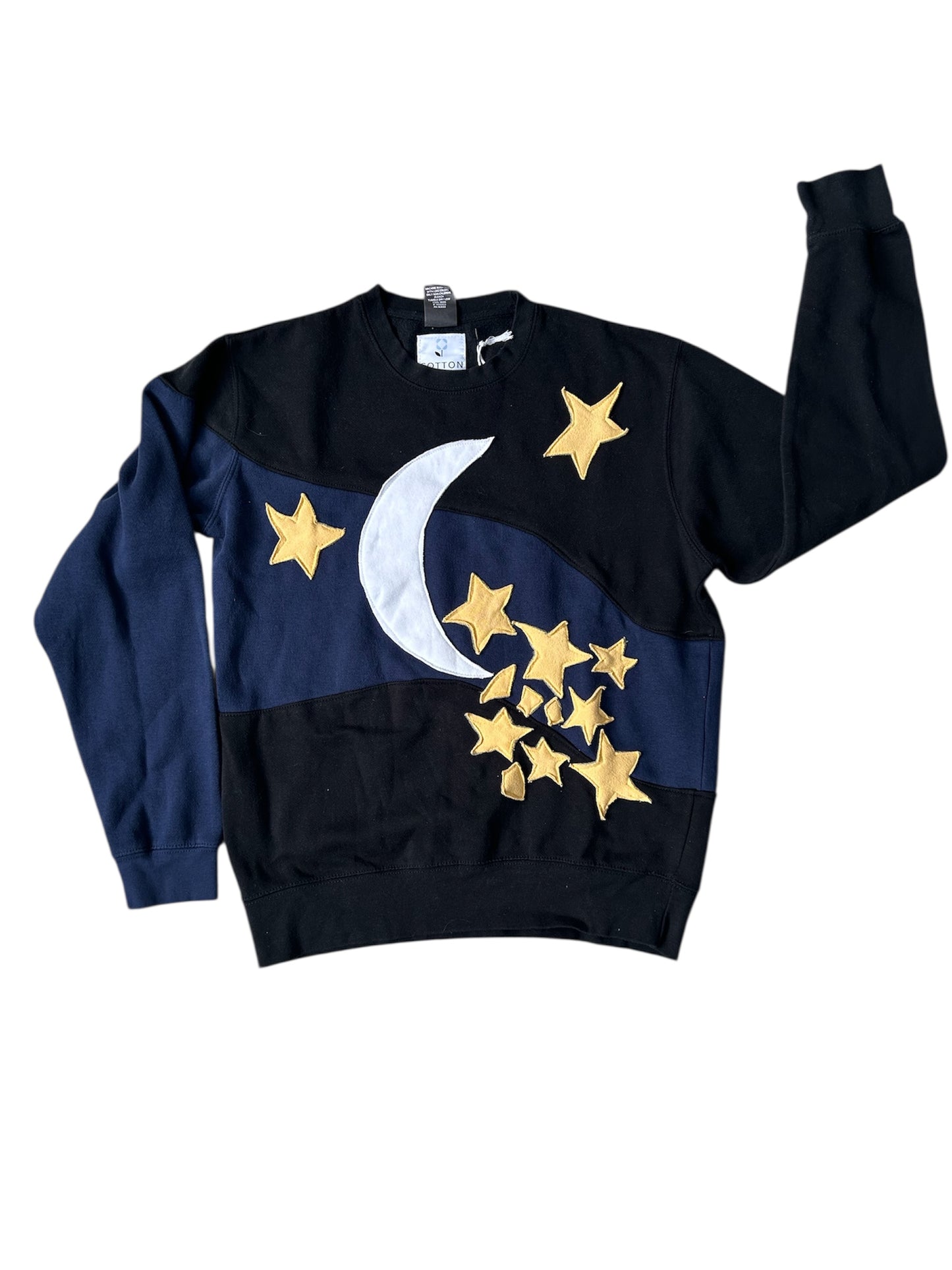 Falling Star and Moon / Two Toned Night Sky Sweatshirt