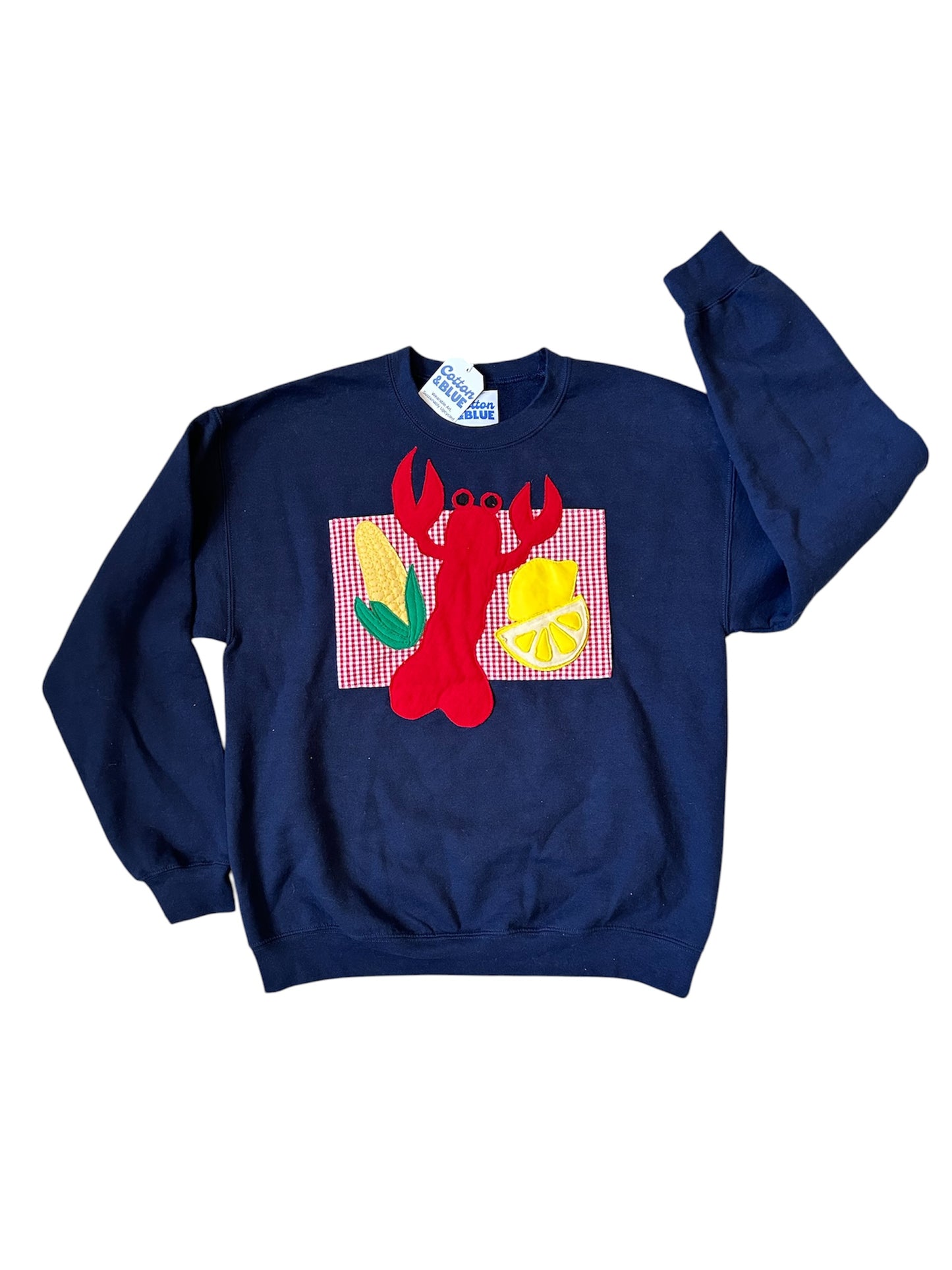 Handmade Sweatshirt with Lobster with Lemon and Corn on the Cob