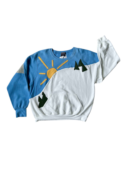 Sunny Ski Day Upcycled Sweatshirt