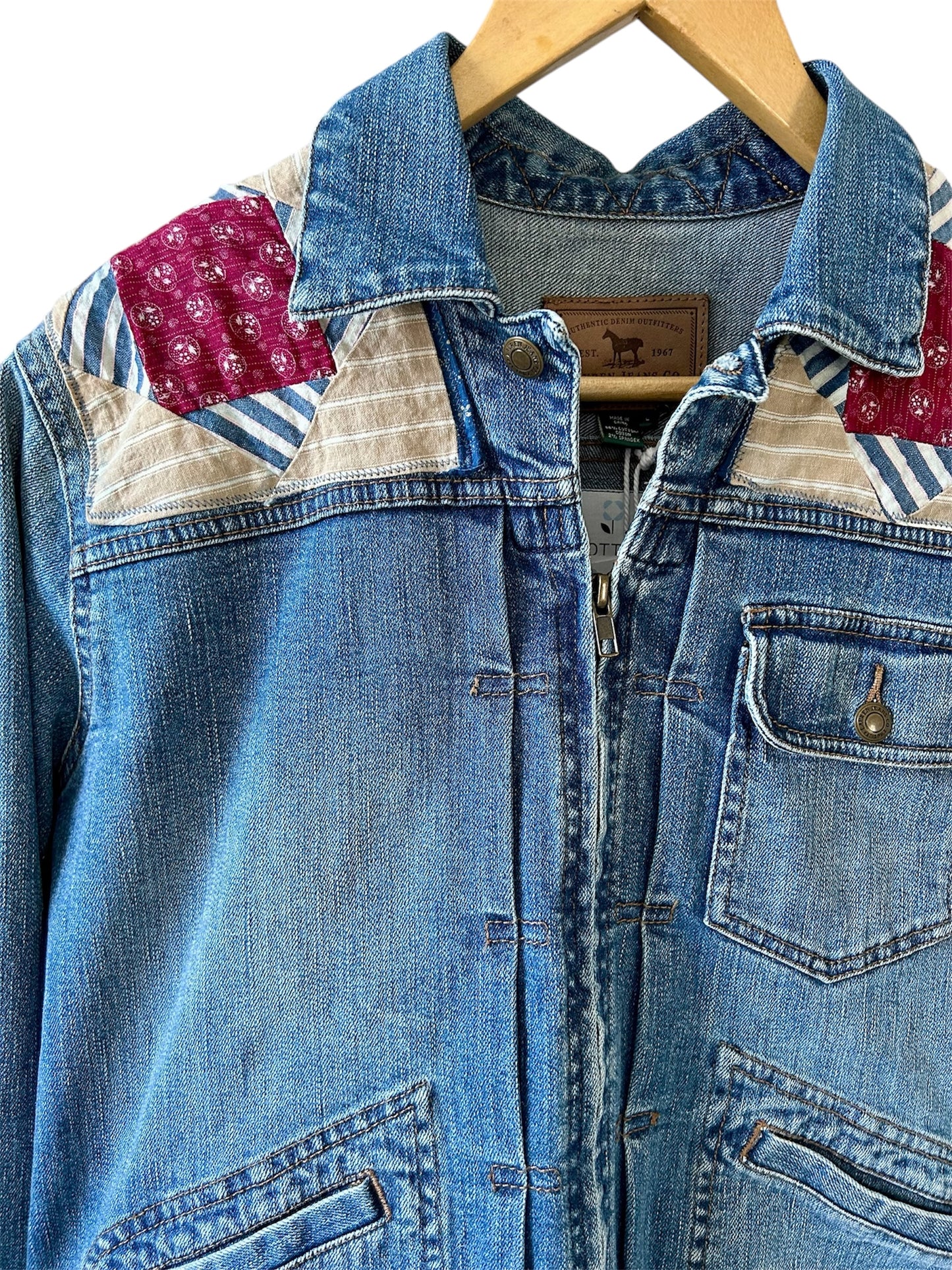 Jean Jacket wtih Feedsack Quilt Blocks