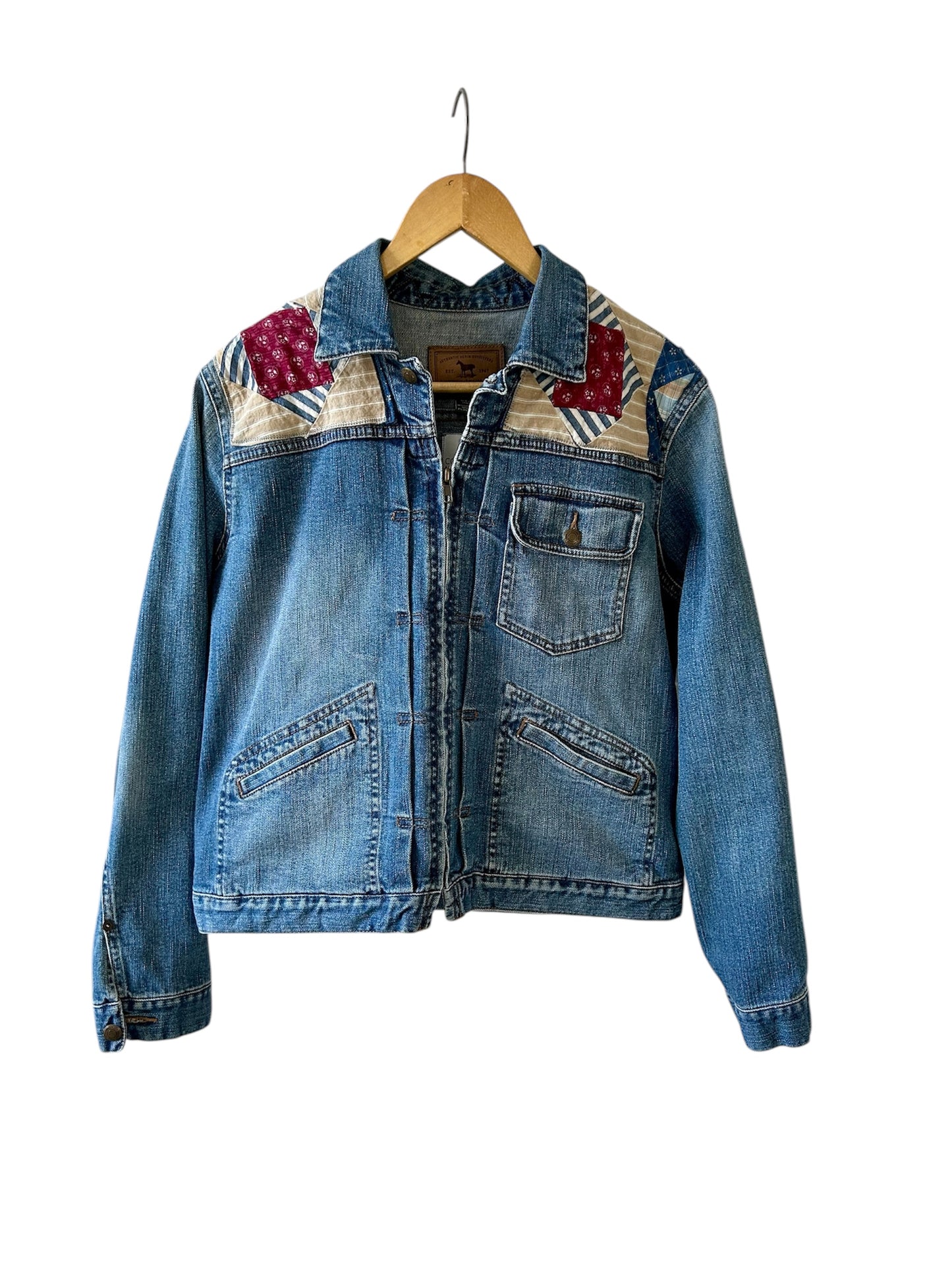 Jean Jacket wtih Feedsack Quilt Blocks