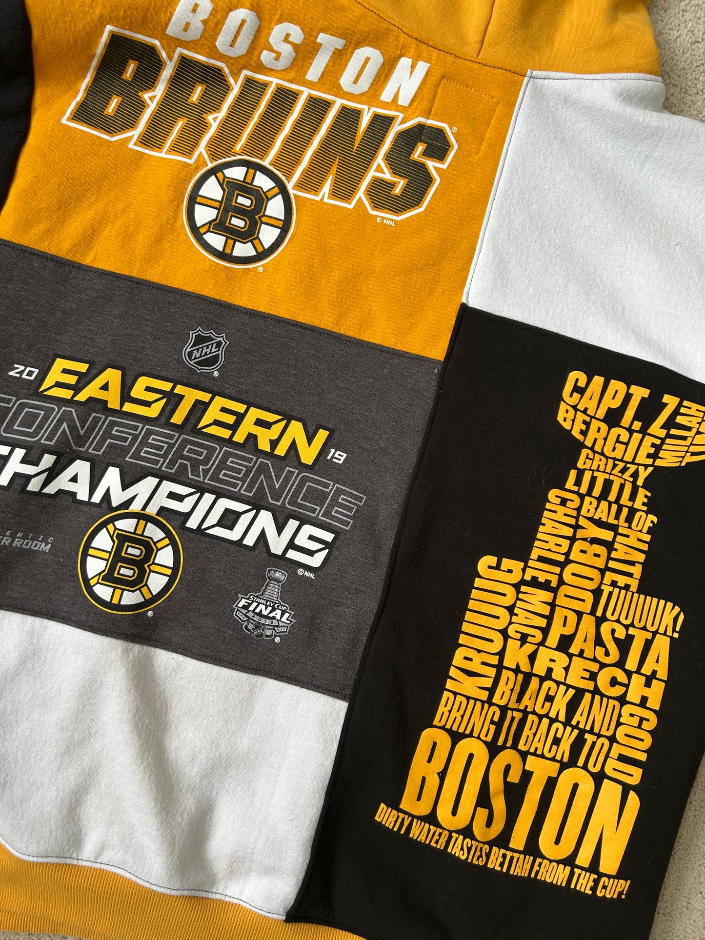 Boston Bruins Upcycled Patchwork Hoodie - Superfan version