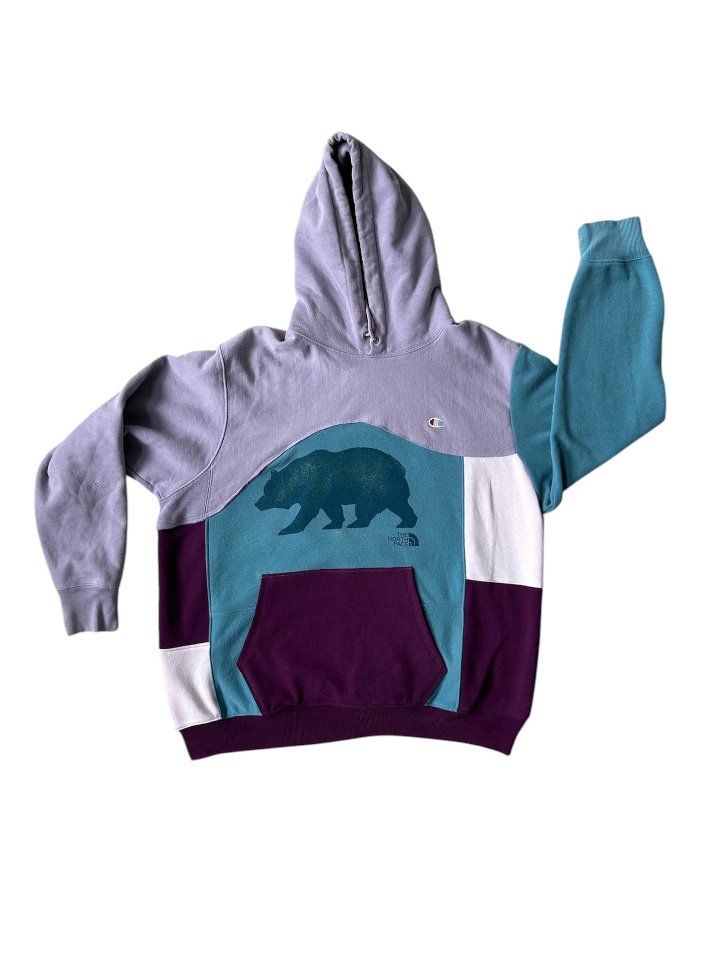 Upcycled Patchwork North Face Bear Sweatshirt -XL