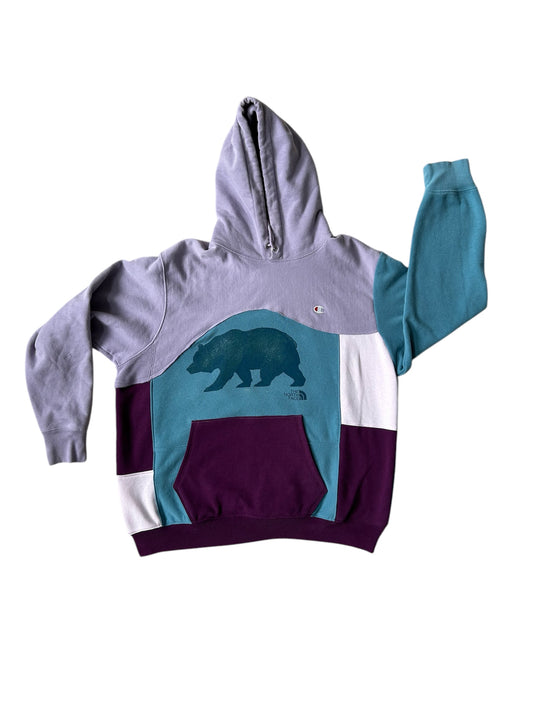Upcycled Patchwork North Face Bear Sweatshirt -XL