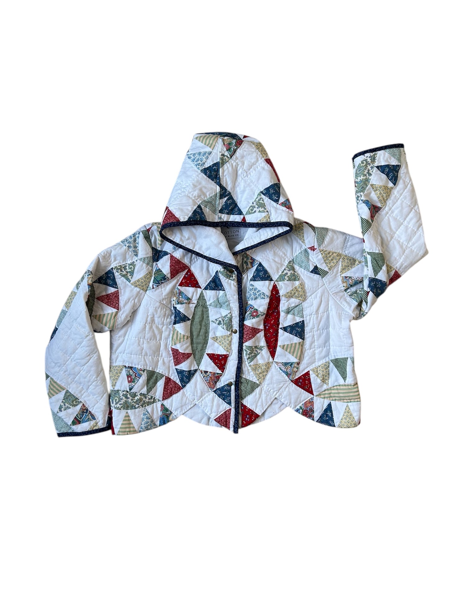 Sweet XL Cropped Quilt Coat with scalloped bottom hem.