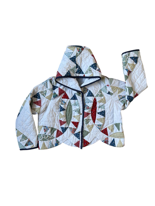 Sweet XL Cropped Quilt Coat with scalloped bottom hem.