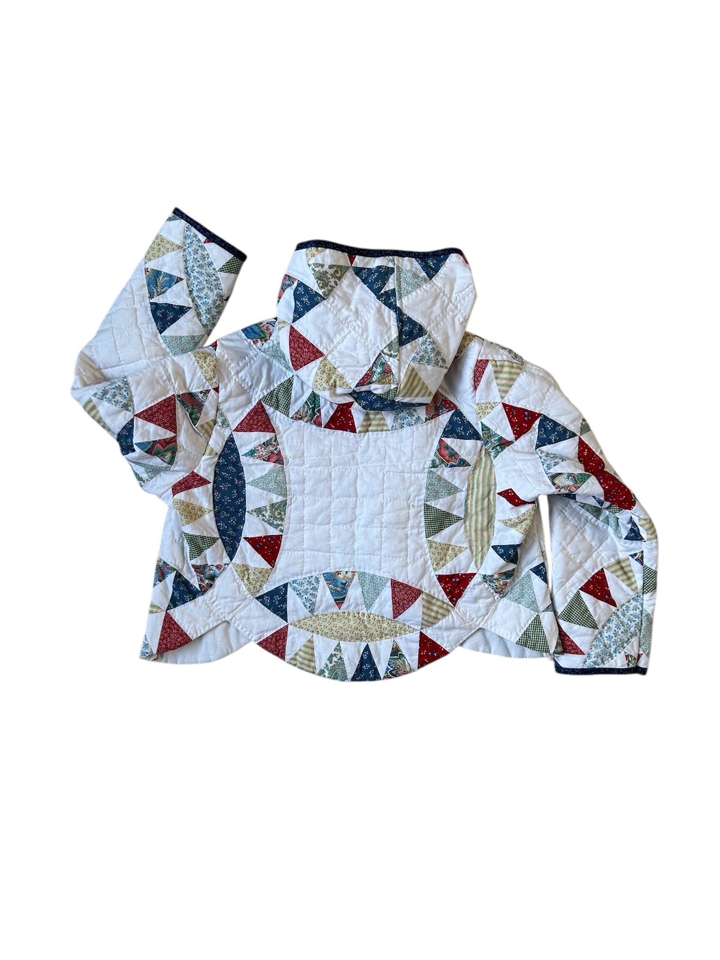 Sweet XL Cropped Quilt Coat with scalloped bottom hem.