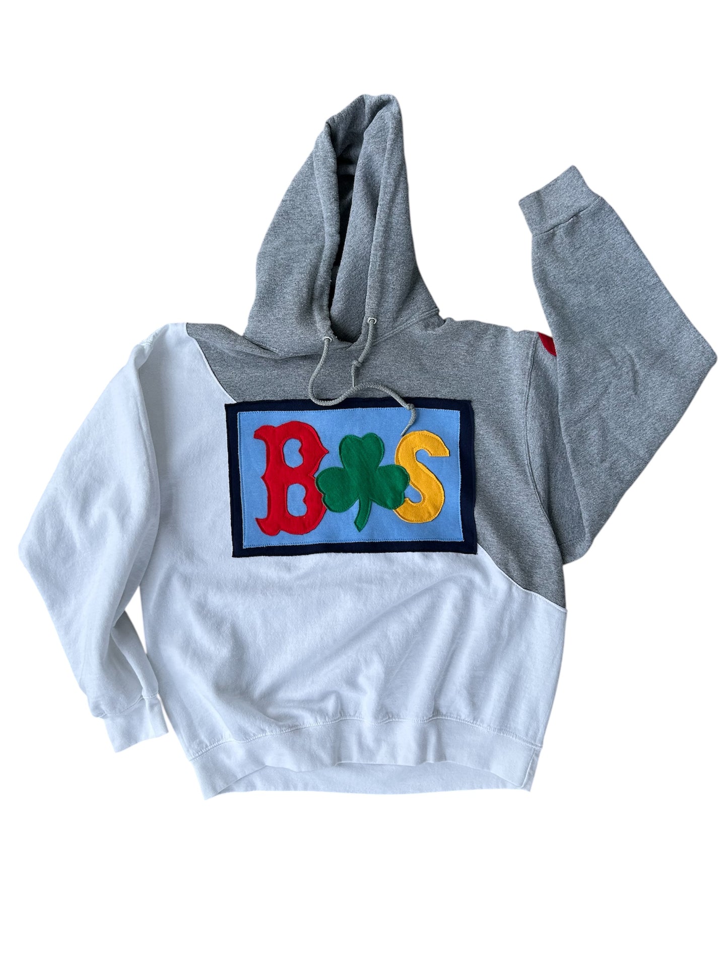 Boston Sweatshirt Reworked Gray and White