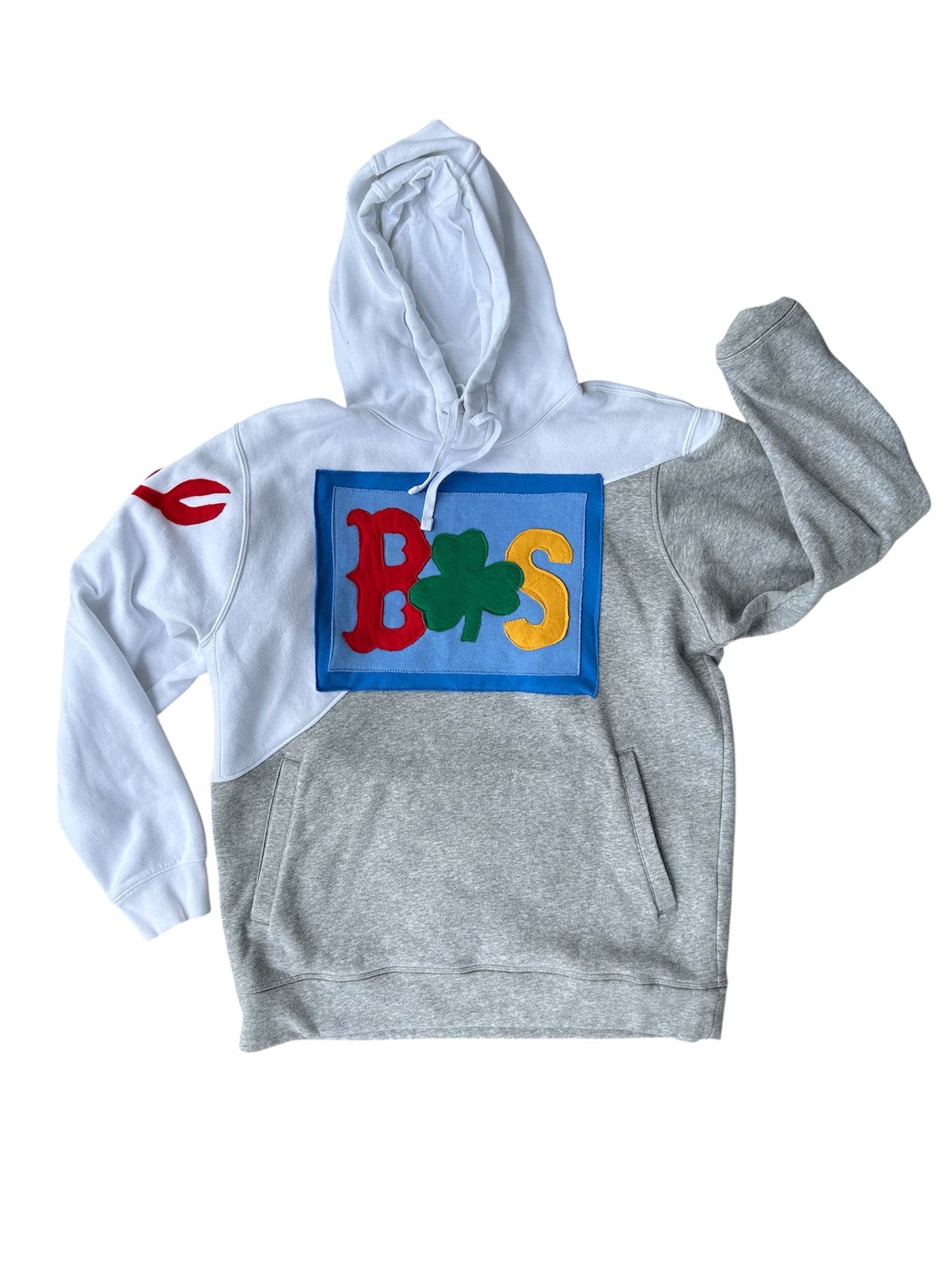 Boston Sweatshirt Reworked Gray and White