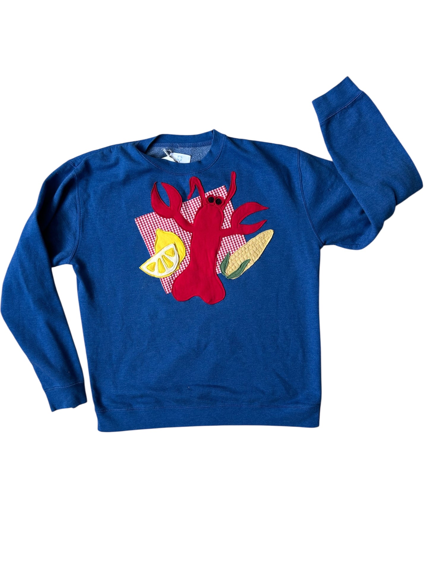 Handmade Sweatshirt with Lobster with Lemon and Corn on the Cob