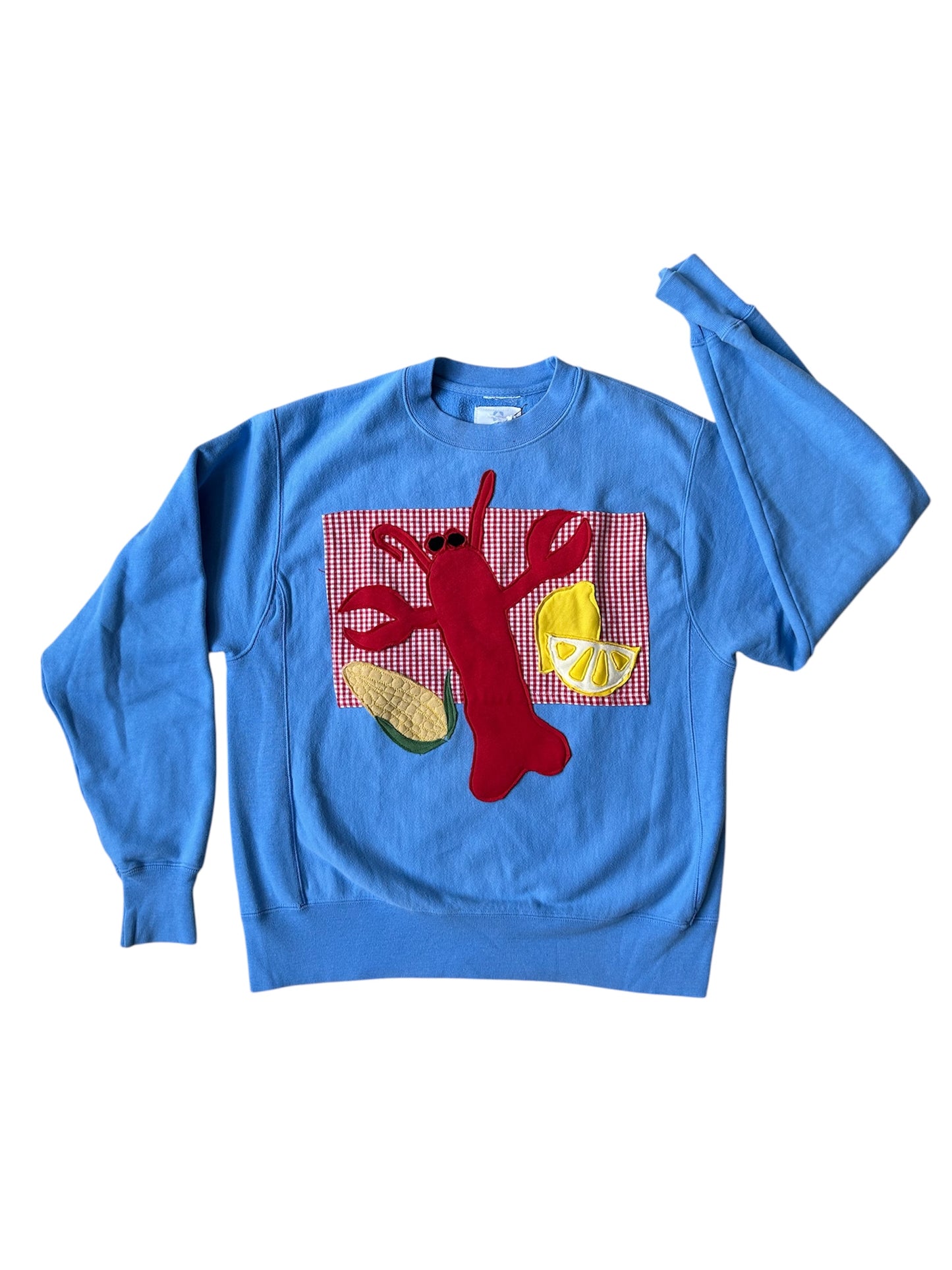 Handmade Sweatshirt with Lobster with Lemon and Corn on the Cob